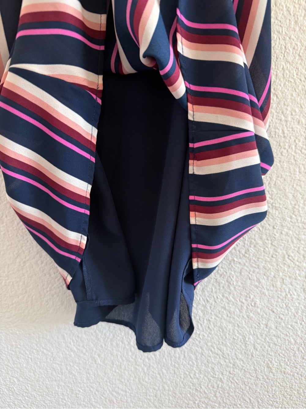 Socialite Navy, Pink & Cream Striped Spaghetti Strap Cami with Scalloped Details - Picture 5 of 9